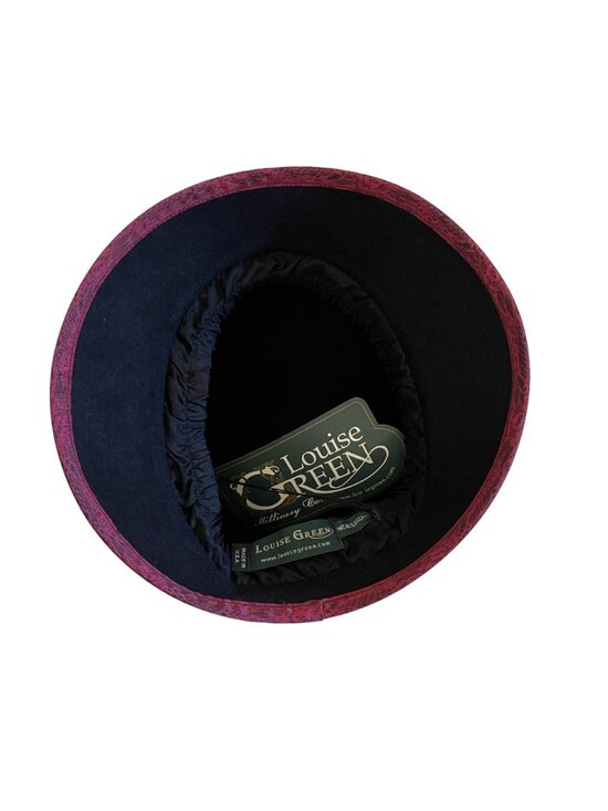 Louise Green Black Burgundy Lace Ribbon Bow Hat Cloche Style 100% Wool USA main image 8
